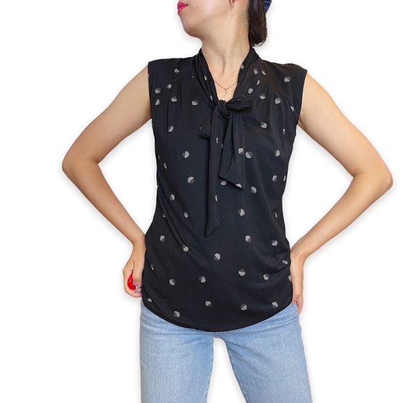 Nordstrom Halogen Wool Modal Tiefront Pattern Sleeveless Blouse Size XS - Picture 1 of 15